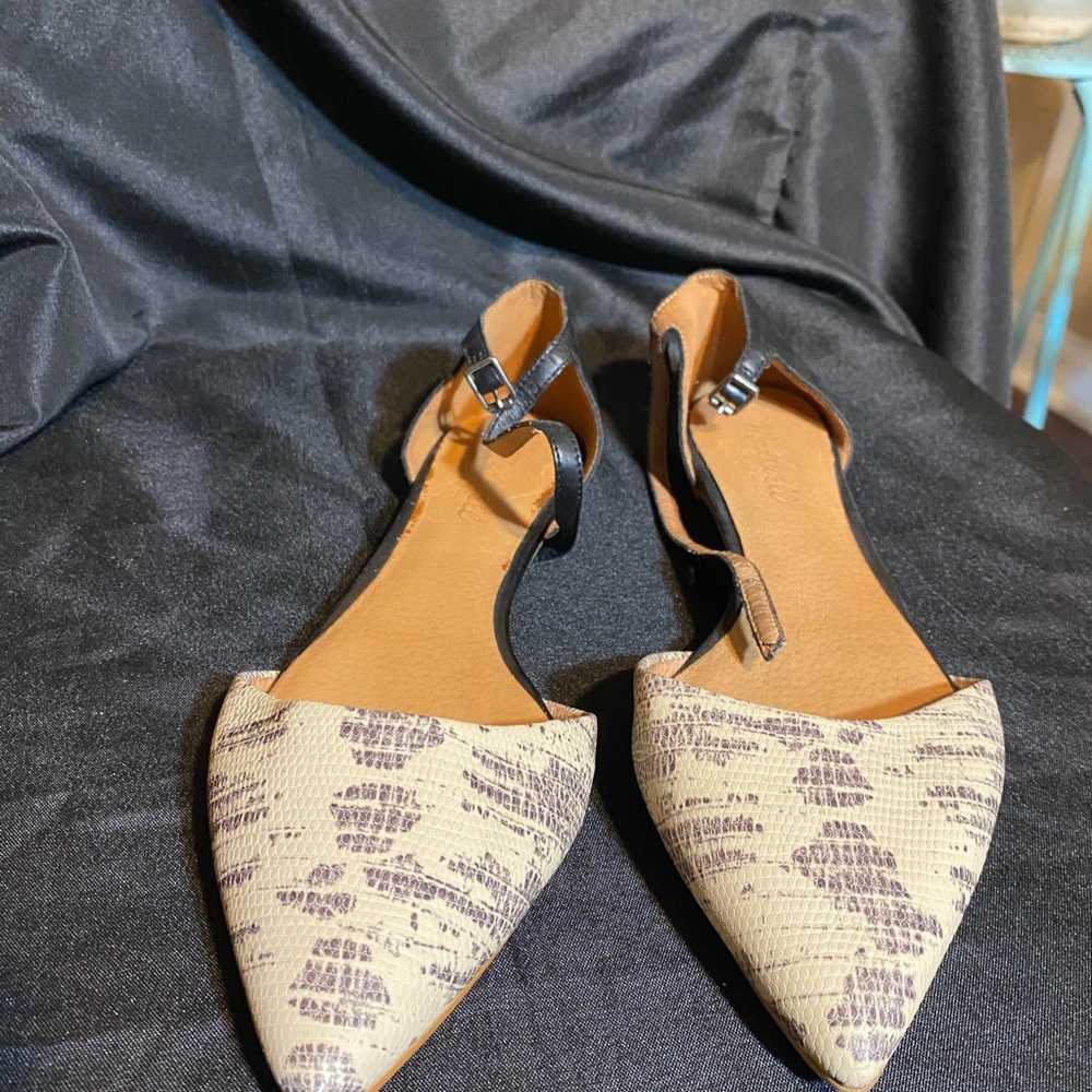 Madewell Beige and Black Patterned Flats